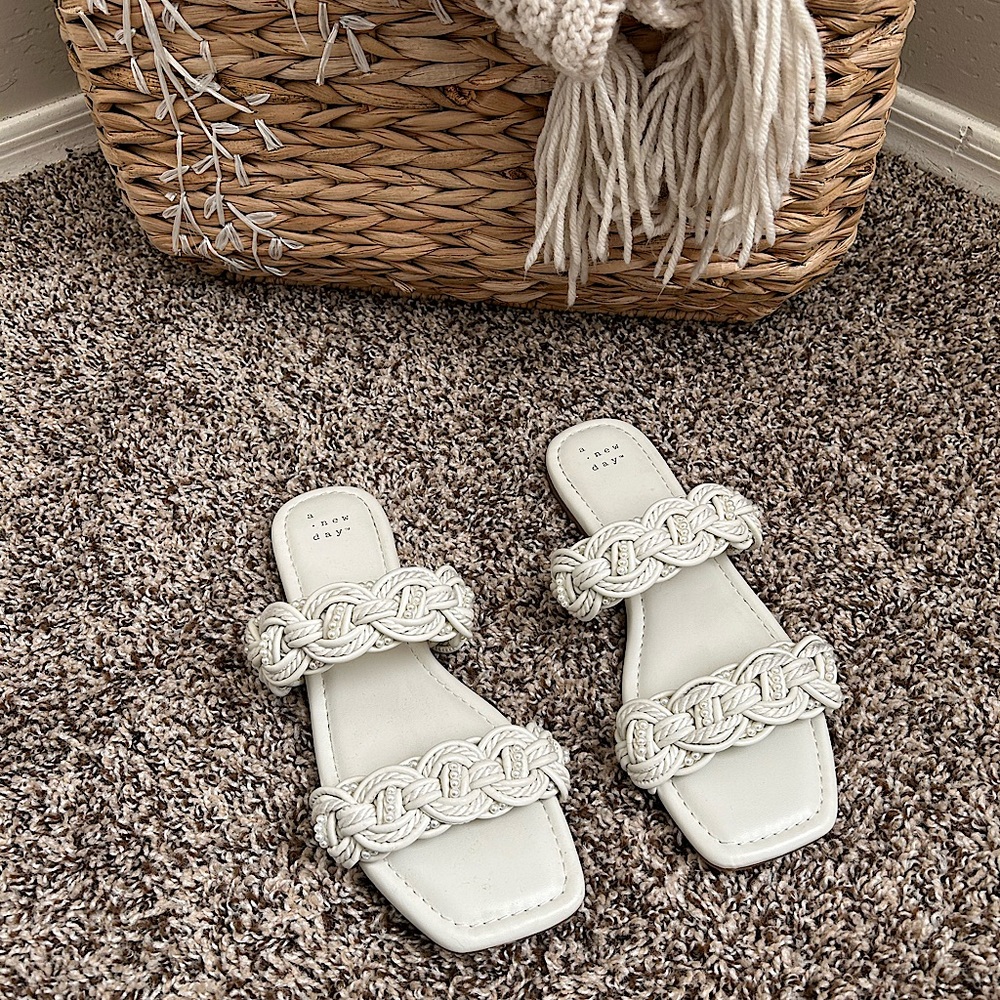 White Braided Sandals